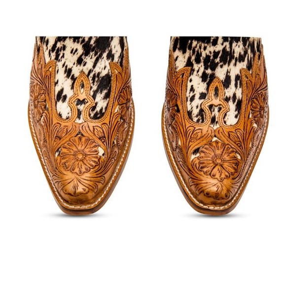 Sale!! Hand Tooled Leather Genuine Cowhide Women Bootie Boot Boho Western Shoe - Picture 8 of 9